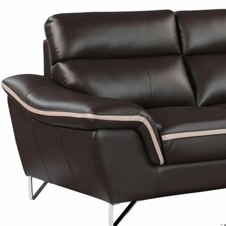 Homeroots 69 x 36 x 40 in. Modern Brown Leather Sofa & Loveseat 343863